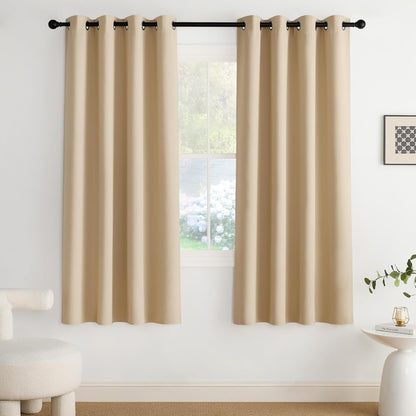 NICETOWN Blackout Curtains - Grommet Design for Light Blocking | 72-Inch Long, Biscotti Beige