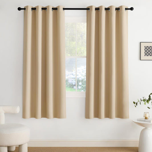 NICETOWN Blackout Curtains - Grommet Design for Light Blocking | 72-Inch Long, Biscotti Beige