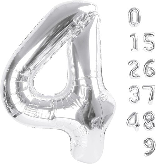40 Inch Silver Number 4 Balloon by [Brand Name] - Perfect for Birthdays, Graduations & Weddings