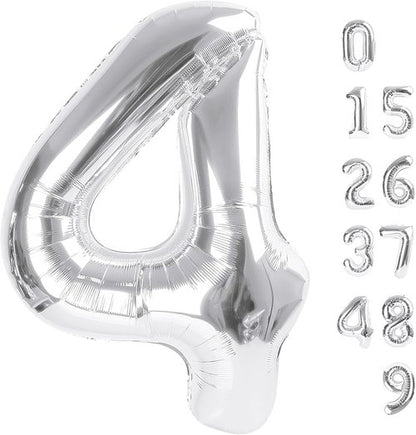 40 Inch Silver Number 4 Balloon by [Brand Name] - Perfect for Birthdays, Graduations & Weddings