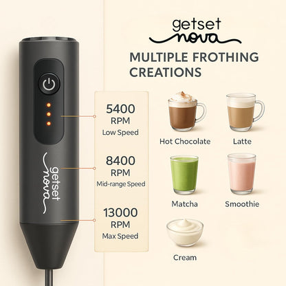Nova Rechargeable Milk Frother - Dual Spring Technology for Perfect Foam | 1 Year Warranty