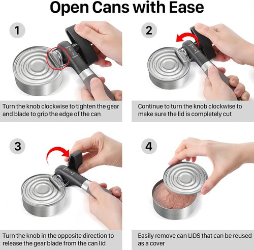 Beneno Can Opener - Manual Side Safe Cut with Smooth Edge, Durable Blade & Comfortable Handle | Brown