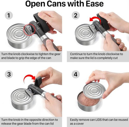 Beneno Can Opener - Manual Side Safe Cut with Smooth Edge, Durable Blade & Comfortable Handle | Brown