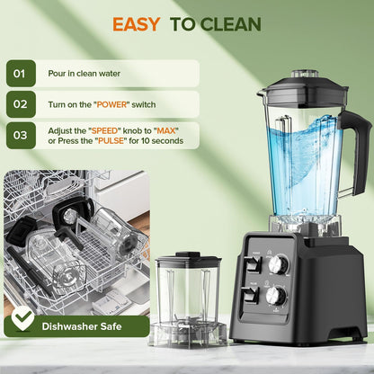 Skiennix 68Oz Countertop Blender - 28000 RPM Smoothie Maker with 20Oz Grinder | Self-Cleaning, Adjustable Speed, Black