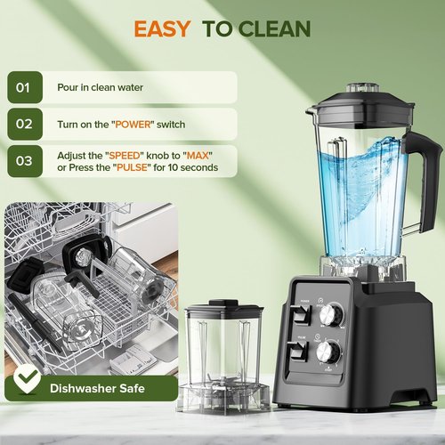1800W Professional Blender by [Brand Name] - Ice Crushing Smoothie Maker with Self-Cleaning, 68oz & 20oz Jars