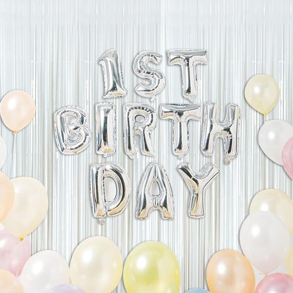 White Foil Fringe Backdrop Curtains by [Brand Name] - Tinsel Streamers for Birthday, Graduation & Bridal Showers