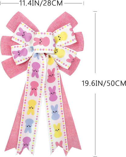 Yuubin Easter Bows - 2 Pcs Large 12x20 Inch Spring Decor with Bunny | Perfect for Wreaths & Baskets
