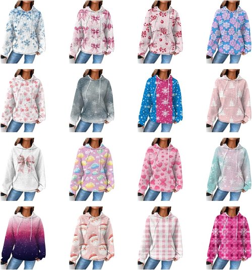 Domirica Christmas Waffle Sweatshirt - Women's Plus Size Pullover Crewneck | Cozy Long Sleeve Winter Fashion 2024