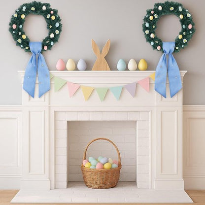 Blue Striped Wreath Sash - 5.12" Wide x 54.33" Long | Perfect for Baby Showers & Summer Weddings