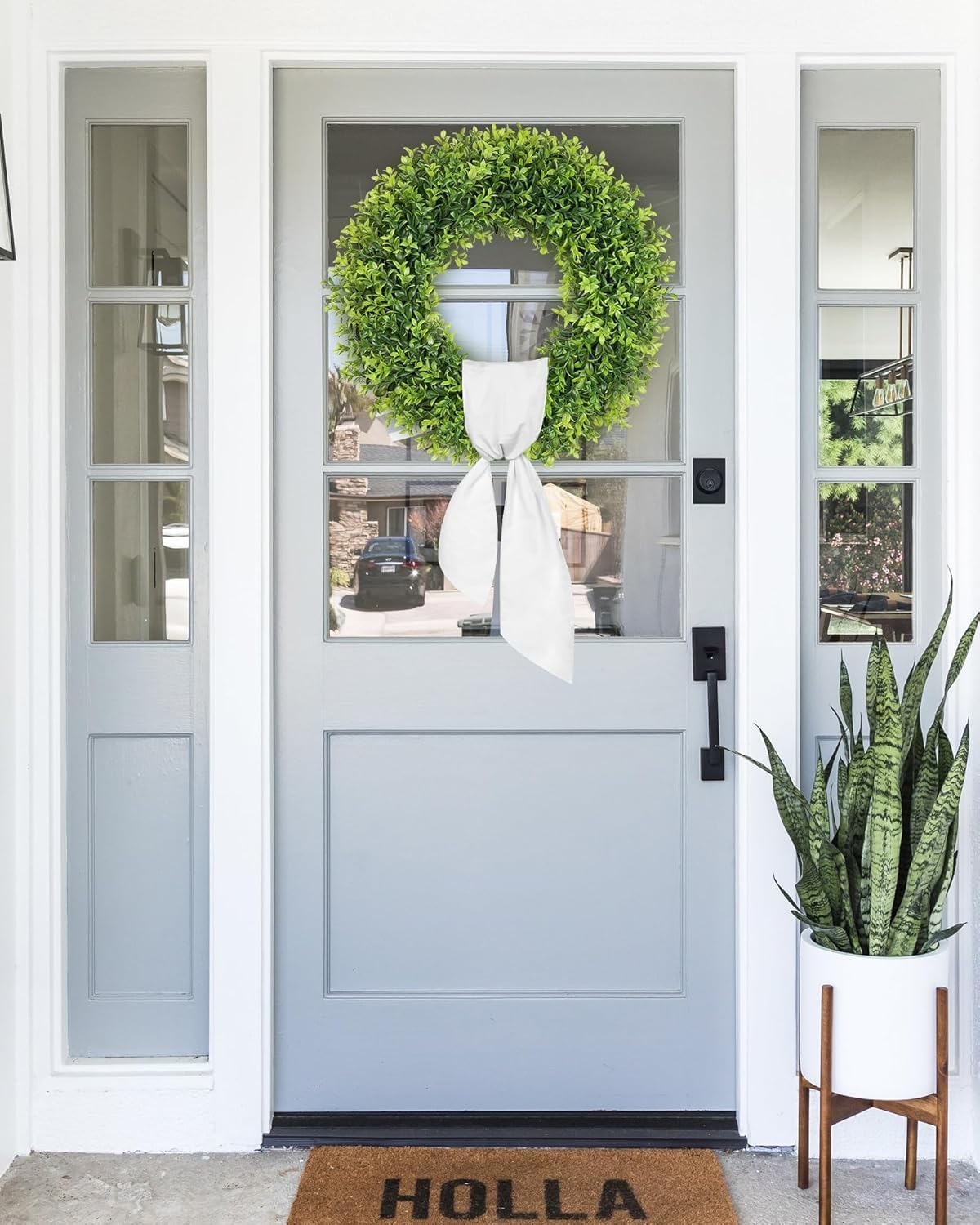 Boxwood Wreath - 26 Inch Large Artificial Greenery for Year-Round Indoor & Outdoor Decor | Farmhouse Style