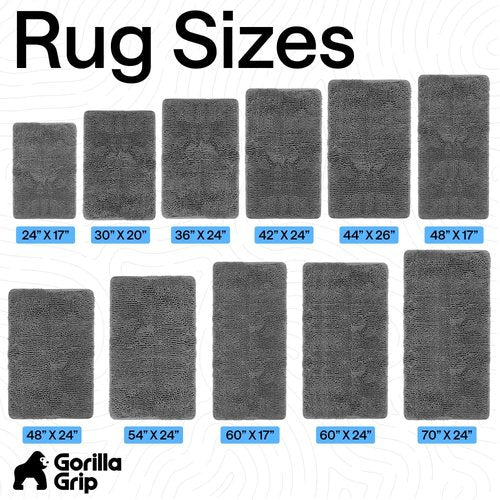 GORILLA GRIP Bath Rug Mat, Thick Soft Absorbent Chenille, Quick Dry Microfiber Mats, Rubber Backing Washable Shower Floor Rugs, US Designed Bathroom Bathmat Home Decor Accessories, 24x17, Grey