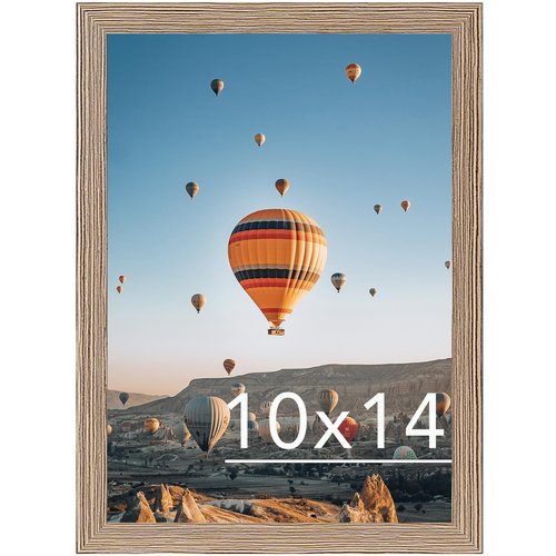 JCJMY 10x14 inch Picture Frame, Horizontal and Vertical Formats for Wall Hanging, 10 x 14 Wall Gallery Poster Photo Frame with Shatter Resistant Plexiglass, Rustic Brown