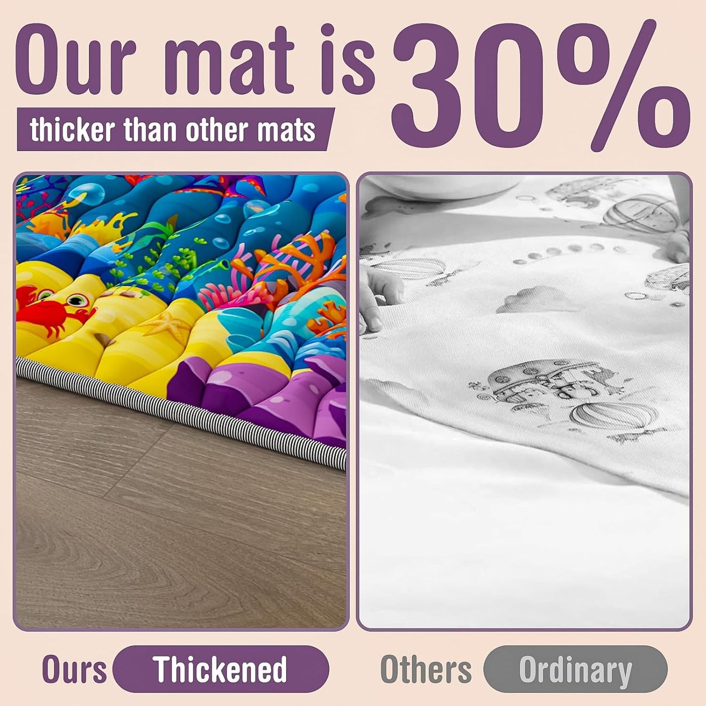 Skiennix Baby Play Mat - Thickened Waterproof & Non-Slip Crawling Mat | 50x50 Foldable Sea World Design