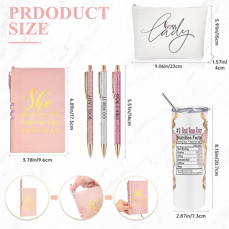 Domensi Boss Day Gifts for Women – 6 Pcs Set, Pink & Elegant Variation
