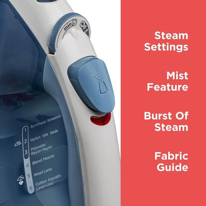 BLACK+DECKER Easy Steam Iron - Lightweight, Nonstick Plate, Automatic Shutoff | 1200 Watts