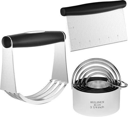 HULISEN Stainless Steel Biscuit Cutter Set - Durable Baking Tools with Ergonomic Grip | 3-Piece Set