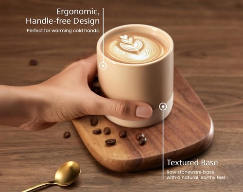 KooK Latte Cups - Artisanal Ceramic Stoneware | No Handle, Microwave & Dishwasher Safe, Multicolor, 10.5 oz Set of 4