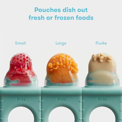 Frida Baby Push Pop Silicone Feeder - Safe Baby Fruit Food Feeder for Fresh & Frozen Foods | 3 Count, Teal