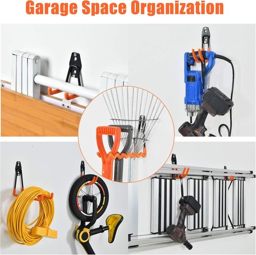 AOBEN Heavy Duty Garage Hooks - 24PCS Wall Mount Organizer for Ladders, Bikes & Tools | Anti-Slip Design