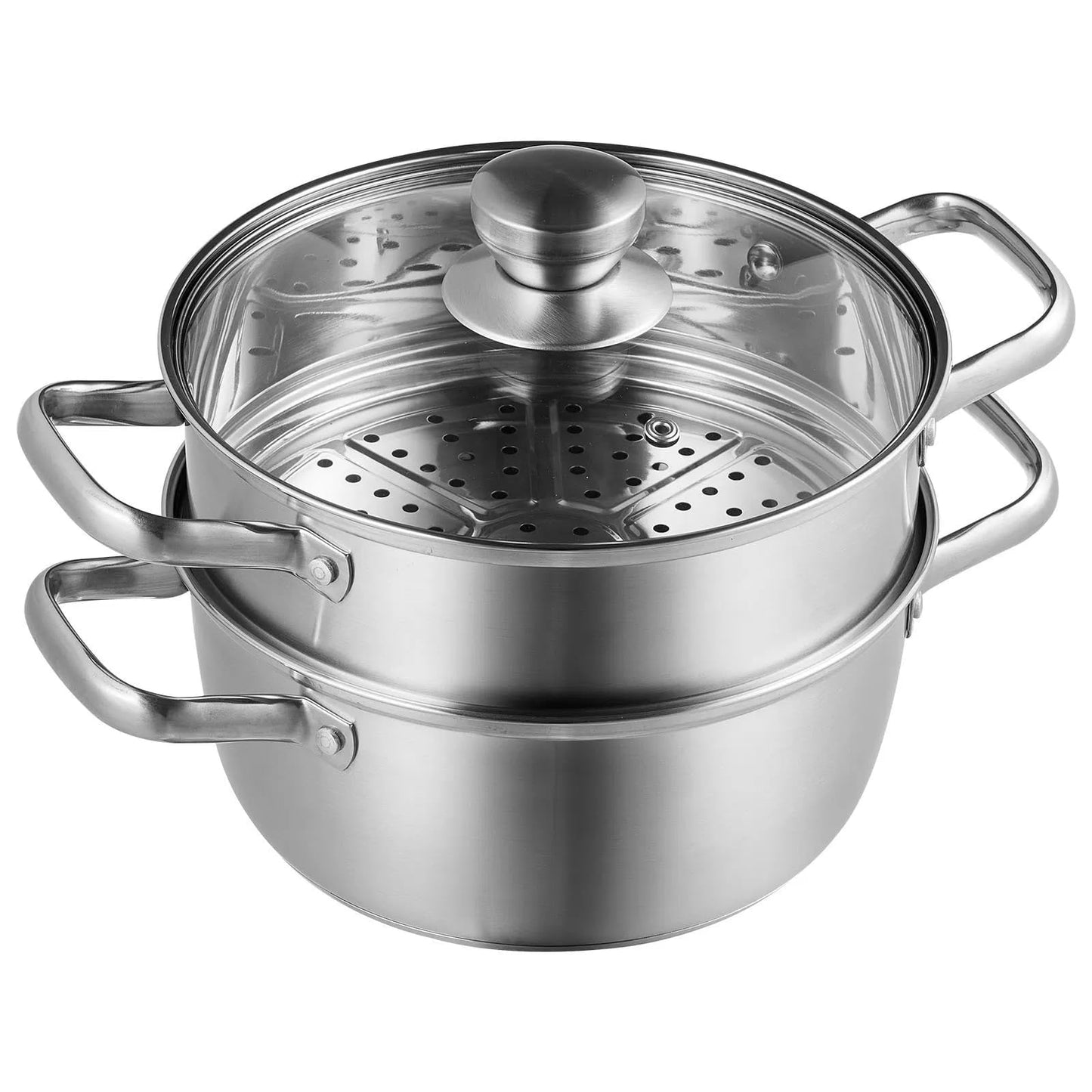 Steamer Pot, 8.66 in/22 cm Steamer Pot for Cooking with 3QT Stock Pot and Vegetable Steamer, Large Capacity Stainless Steel Food Steamer Cookware with Lid for Gas Electric Induction Grill Stove