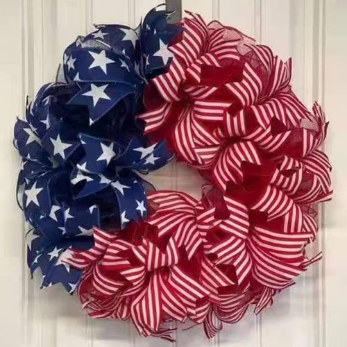 250th Anniversary Wreaths - Red, White & Blue Front Door Decor for 4th of July Celebrations