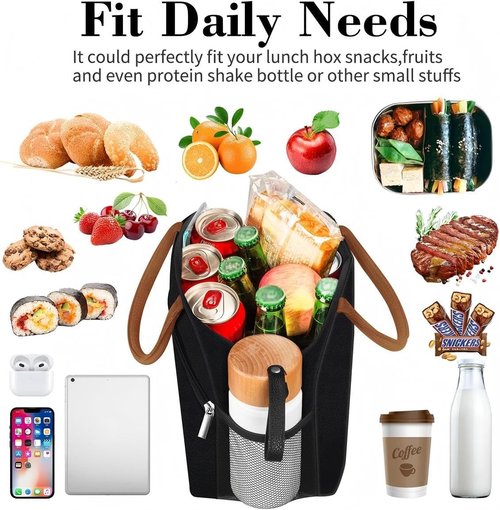 Coobiiya Insulated Lunch Box - Leakproof & Reusable Tote Bag for Work | Compact 10L, Black