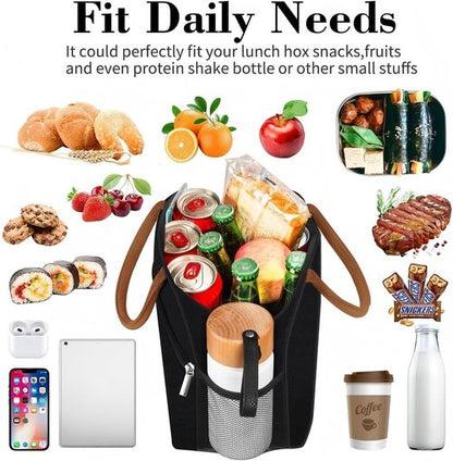 Coobiiya Insulated Lunch Box - Leakproof & Reusable Tote Bag for Work | Compact 10L, Black