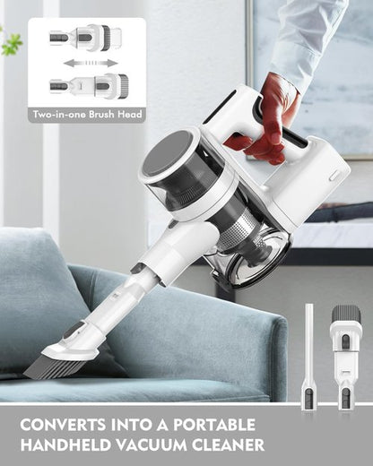 Comvtu Cordless Vacuum - 80,000 RPM Powerful Motor, 35 Min Runtime, 2 Modes | Frost White