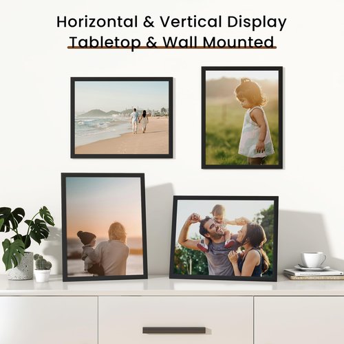 11x14 Picture Frame Set of 2,Display Pictures 11"x14",Black Photo Frame with Shatter Resistant Plexiglass,Picture Frames 11x14 Tabletop and Wall Mount,Poster Frame for Display Certificate Document