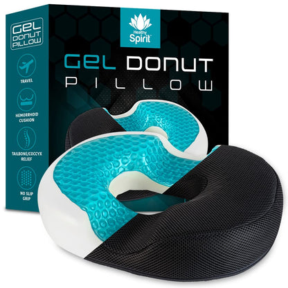 Healthy Spirit Gel Donut Pillow| Lifting Cushion | Donut Cushion for Tailbone Hemorrhoid Cushion Coccyx Sciatica Pregnancy Cushion, Black