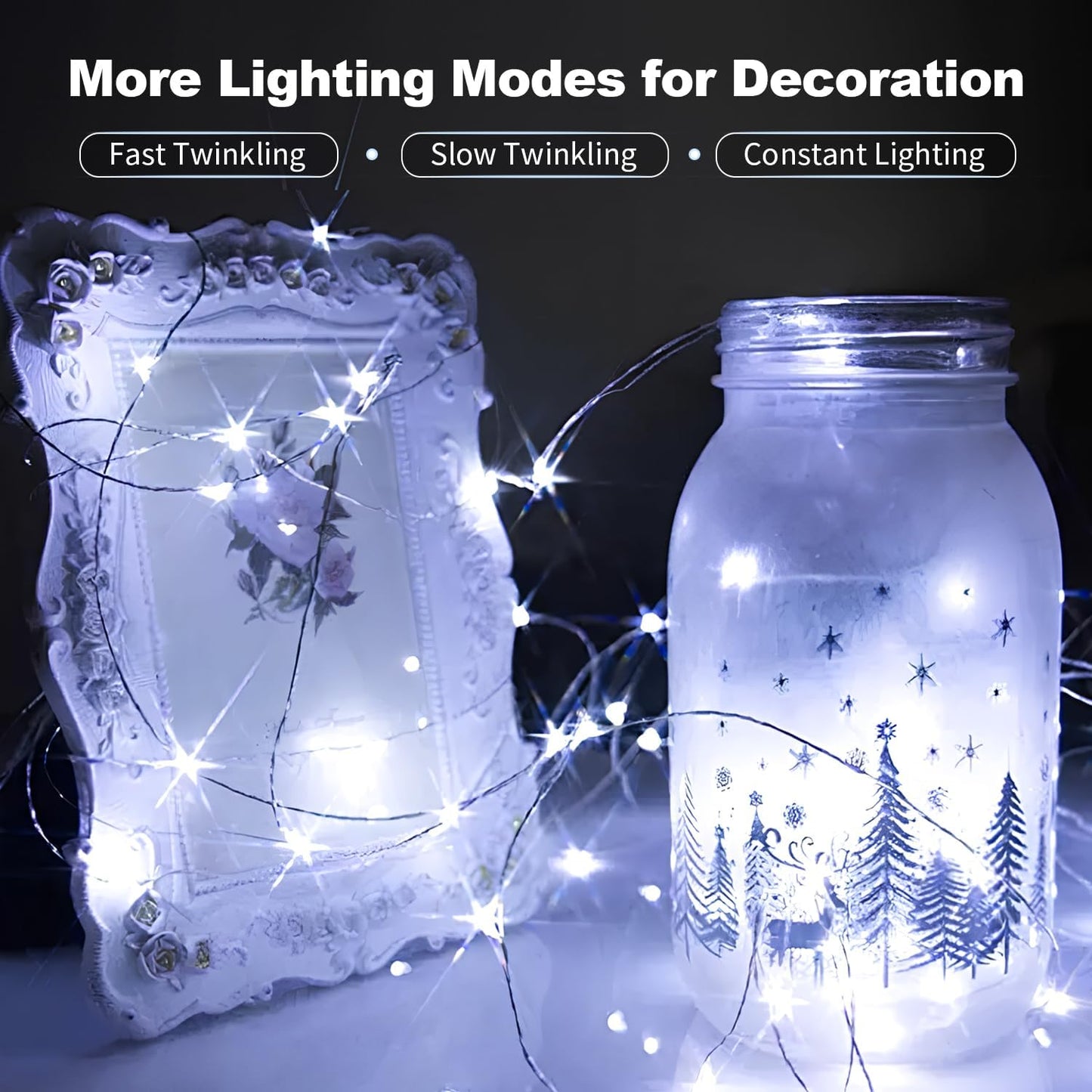 Skiennix 20 Pack LED Fairy Lights - Waterproof Mini Twinkle String Lights, 7FT, Battery Operated, Cool White