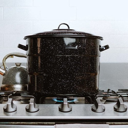 Granite Ware Enamel on Steel 21.5-Quart Water Bath Canner with lid & Jar Rack, Speckled Black