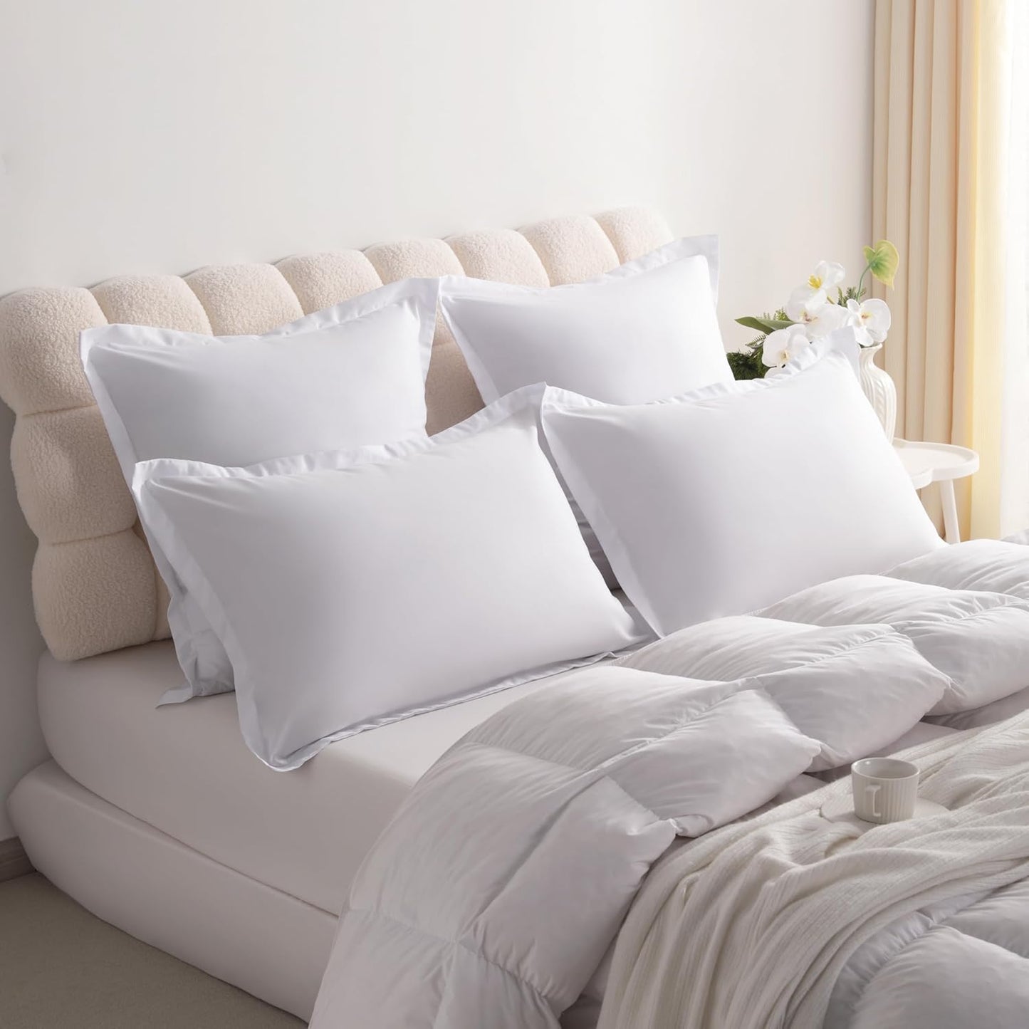 NTBAY King Pillow Shams - Super Soft Brushed Microfiber 20x36 Sham Covers | Wrinkle & Stain Resistant, White - 2 Pack