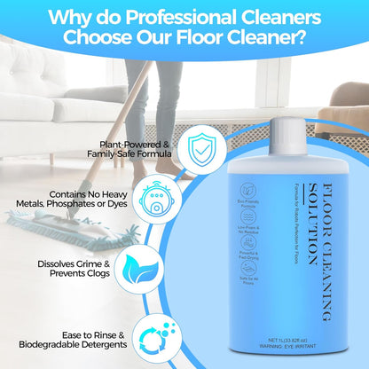 Skiennix Floor Cleaning Solution - Powerful Cleaner for Hardwood, Tile & Laminate Floors | 1L (33.8 Fl. Oz)
