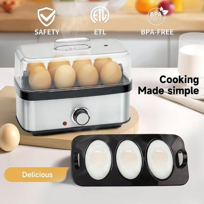 Electric Egg Cooker Rapid - 8 Egg Capacity for Perfect Hard Boiled, Soft Boiled, Poached, and Scrambled Eggs