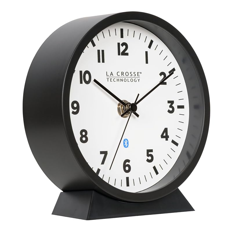 Insta-Set Bluetooth Desk/Wall Clock - 6-Inch, Analog Time Sync with DST