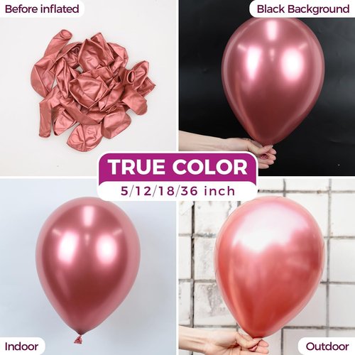 Bezente Metallic Red Latex Balloons - 100 Pack 12-Inch Chrome Red Helium Balloons for Parties | Bachelorette & Baby Showers
