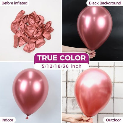 Bezente Metallic Red Latex Balloons - 100 Pack 12-Inch Chrome Red Helium Balloons for Parties | Bachelorette & Baby Showers