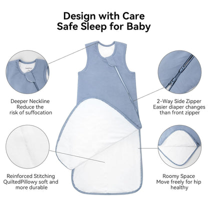 BubblePanda Bamboo Sleep Sack - Soft 1.0 Tog Toddler Sleeping Bag for 6-12 Months | 2-Way Zipper