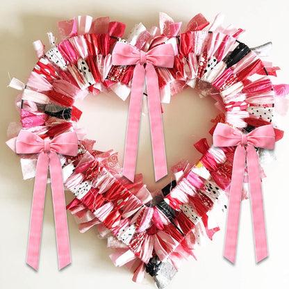 Skiennix 12Pcs Pink Velvet Bows - Elegant Valentine's Day Tree Decorations | 5in x 10in Easter Spring Ornaments for Home & Events