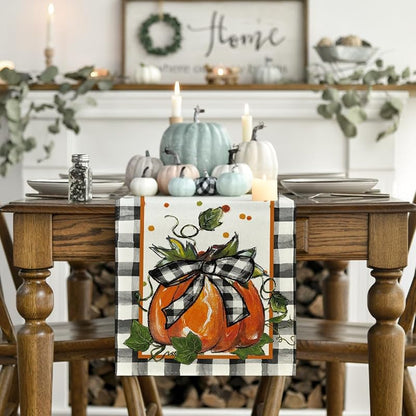 Artoid Mode 13x60 Inch Table Runner - 210 GSM Polyester, Black/Beige/Orange+ Variation