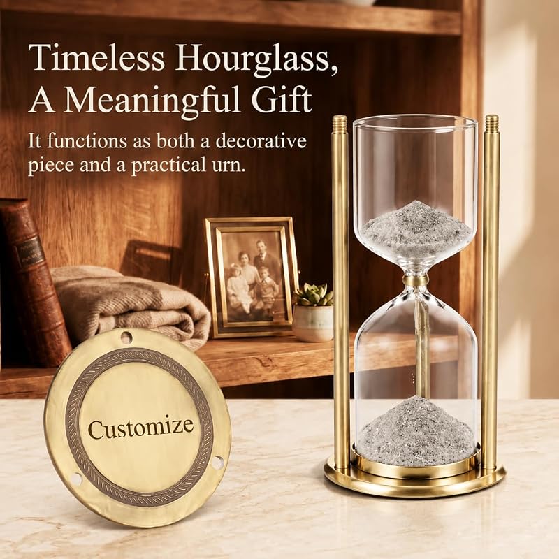Personalized Engraved Vintage Hourglass Urn for Ashes – Memorial Sand Clock