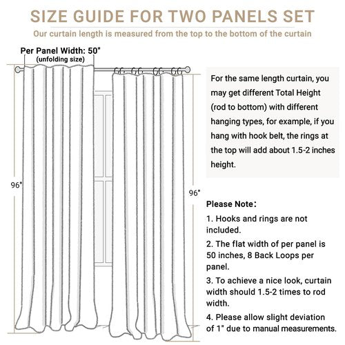 100% Blackout Shield Linen Blackout Curtains for Bedroom 96 Inches Long, Back Tab/Rod Pocket Living Room Drapes, Thermal Insulated Blackout Curtains 2 Panels Set, 50" W x 96" L, Grey