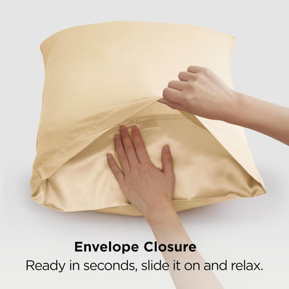 Bedsure King Size Satin Pillowcase Set - Champagne Gold Silky Cases for Hair & Skin | 20x36 Inches, 2-Pack