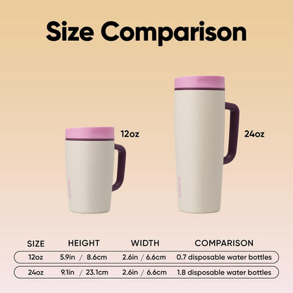 Owala SmoothSip Stainless Steel Travel Mug - 100% Leak Proof, Insulated for Hot & Cold Drinks, 12oz, Pink/Tan