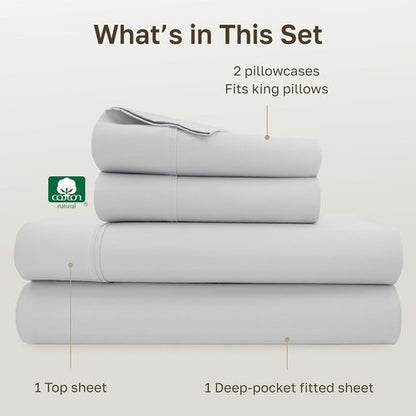 California Design Den King Size Bed Sheets Set - 400 Thread Count, Silky Smooth Sateen, Deep Pockets - Silver