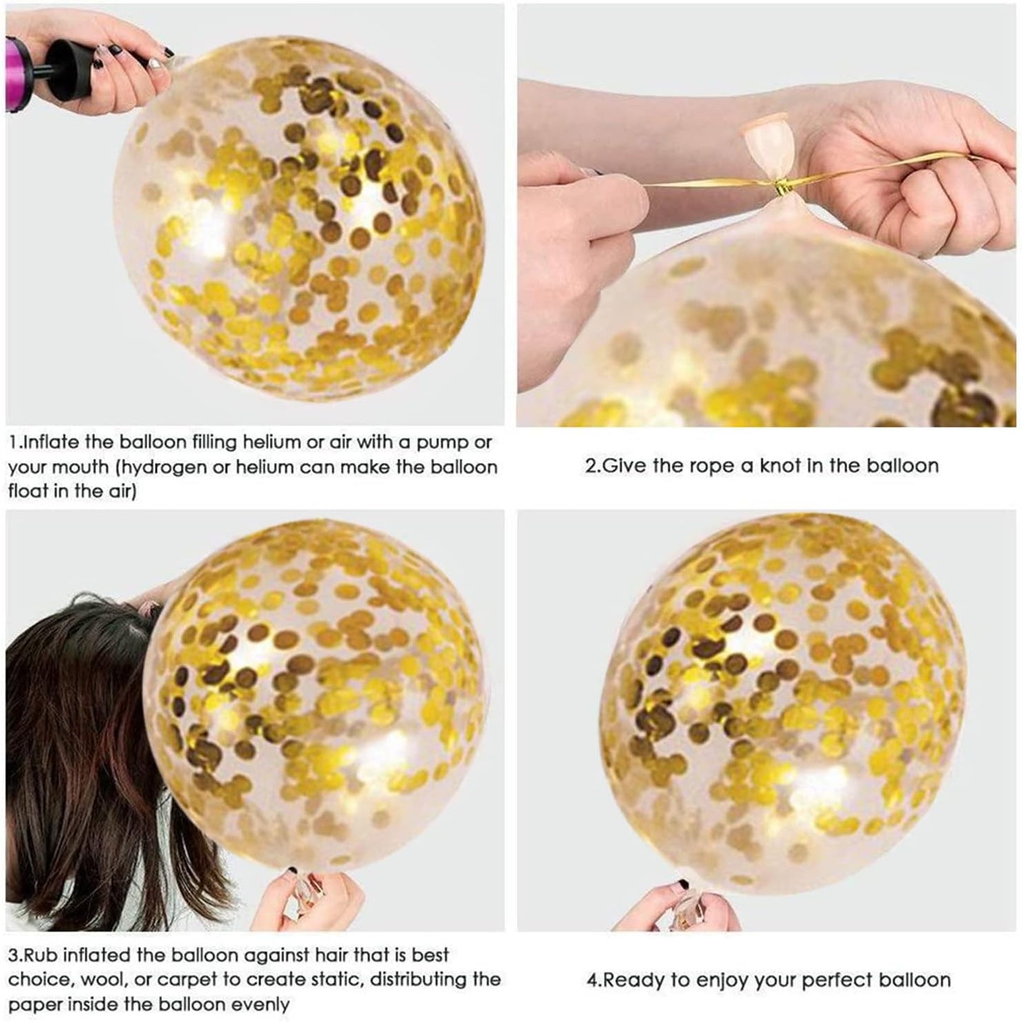 Zesliwy Black Gold Confetti Balloons - 50 Pack of 12-Inch Gold, White & Black Balloons for Parties