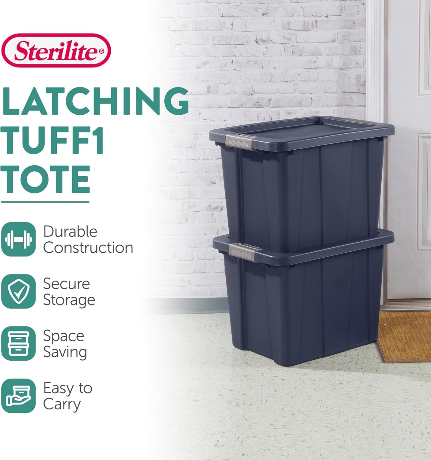 Sterilite 18 Gallon Heavy Duty Storage Bins - 6-Pack with Lids in Dark Indigo | Durable Tuff1 Design