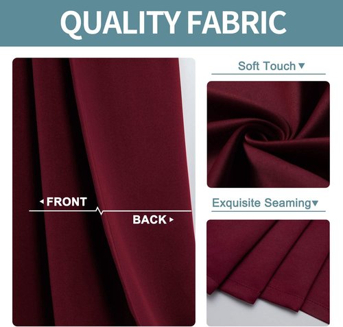 ChrisDowa Blackout Curtains - Thermal Insulated Room Darkening Panels Set (Burgundy Red, 42W x 84L)