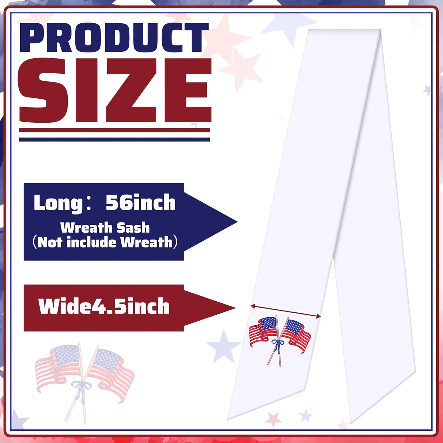 Skiennix Wreath Sash - Satin Blank Sashes for Monogramming | Indoor/Outdoor Home Decor (White, 4th of July)